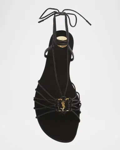 Saint Laurent Babylone Strappy YSL Ankle-Tie Sandals | Thumbnail 4 Saint Laurent Babylone Strappy YSL Ankle-Tie Sandals | Thumbnail 4