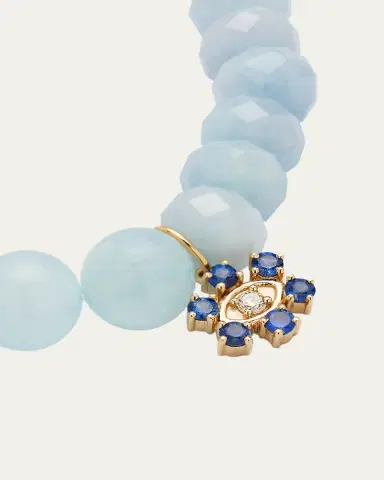 Sydney Evan Aqua Beaded Bracelet with Sapphire & Diamond Flower Charm | Thumbnail 3 Sydney Evan Aqua Beaded Bracelet with Sapphire & Diamond Flower Charm | Thumbnail 3