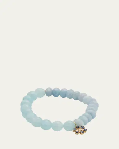 Sydney Evan Aqua Beaded Bracelet with Sapphire & Diamond Flower Charm | Thumbnail 4 Sydney Evan Aqua Beaded Bracelet with Sapphire & Diamond Flower Charm | Thumbnail 4