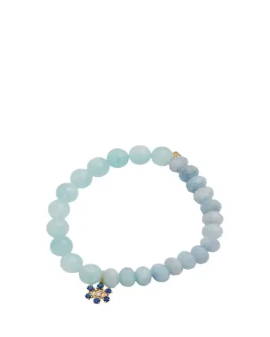 Sydney Evan Aqua Beaded Bracelet with Sapphire & Diamond Flower Charm | Thumbnail 1 Sydney Evan Aqua Beaded Bracelet with Sapphire & Diamond Flower Charm | Thumbnail 1