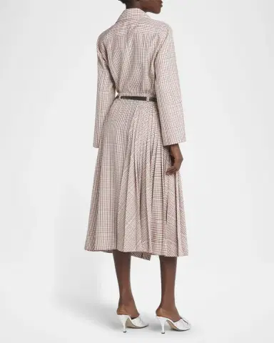 Bottega Veneta Check Pleated Midi Wrap Skirt | Thumbnail 2 Bottega Veneta Check Pleated Midi Wrap Skirt | Thumbnail 2