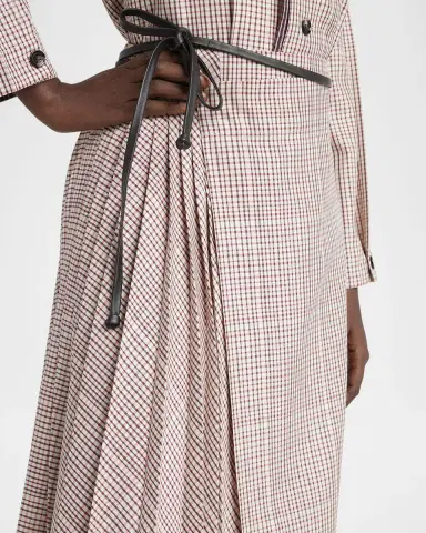 Bottega Veneta Check Pleated Midi Wrap Skirt | Thumbnail 4 Bottega Veneta Check Pleated Midi Wrap Skirt | Thumbnail 4