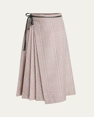Bottega Veneta Check Pleated Midi Wrap Skirt | Thumbnail 5 Bottega Veneta Check Pleated Midi Wrap Skirt | Thumbnail 5