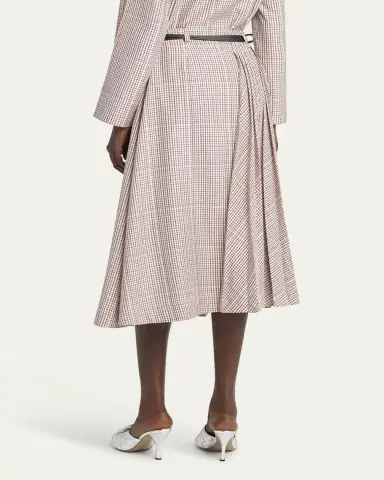 Bottega Veneta Check Pleated Midi Wrap Skirt | Thumbnail 6 Bottega Veneta Check Pleated Midi Wrap Skirt | Thumbnail 6