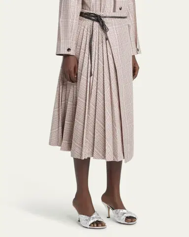Bottega Veneta Check Pleated Midi Wrap Skirt | Thumbnail 7 Bottega Veneta Check Pleated Midi Wrap Skirt | Thumbnail 7