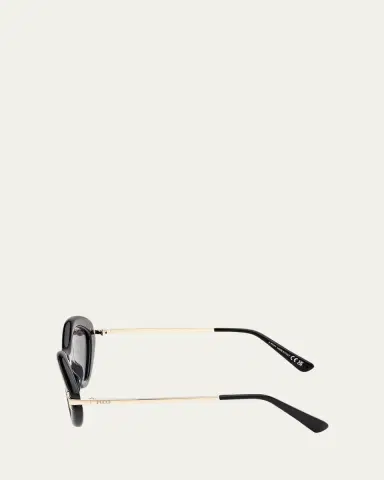 Pucci Logo Acetate & Metal Oval Sunglasses | Thumbnail 3 Pucci Logo Acetate & Metal Oval Sunglasses | Thumbnail 3