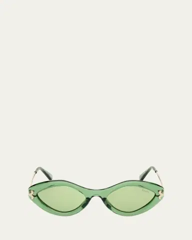 Pucci Logo Acetate & Metal Oval Sunglasses | Thumbnail 8 Pucci Logo Acetate & Metal Oval Sunglasses | Thumbnail 8