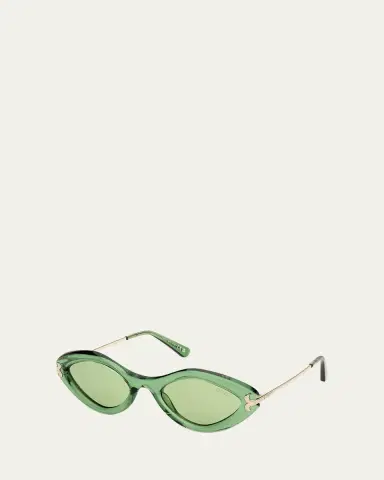 Pucci Logo Acetate & Metal Oval Sunglasses | Thumbnail 9 Pucci Logo Acetate & Metal Oval Sunglasses | Thumbnail 9