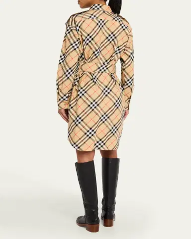 Burberry Check Belted Long-Sleeve Shirtdress | Thumbnail 7 Burberry Check Belted Long-Sleeve Shirtdress | Thumbnail 7