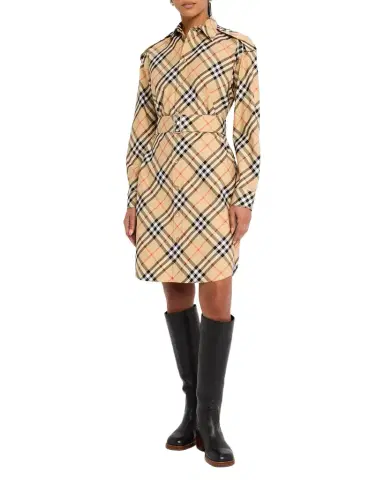 Burberry Check Belted Long-Sleeve Shirtdress | Thumbnail 1 Burberry Check Belted Long-Sleeve Shirtdress | Thumbnail 1