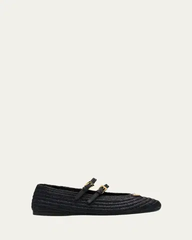 Prada Stuoia Raffia Dual Mary Jane Ballerina Flats | Thumbnail 9 Prada Stuoia Raffia Dual Mary Jane Ballerina Flats | Thumbnail 9