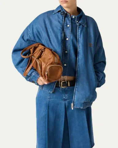 Miu Miu Denim Cropped Collared Button Down Shirt | Thumbnail 2 Miu Miu Denim Cropped Collared Button Down Shirt | Thumbnail 2