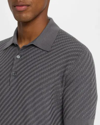 Brioni Men's Basketweave Stitch Polo Sweater | Thumbnail 5 Brioni Men's Basketweave Stitch Polo Sweater | Thumbnail 5