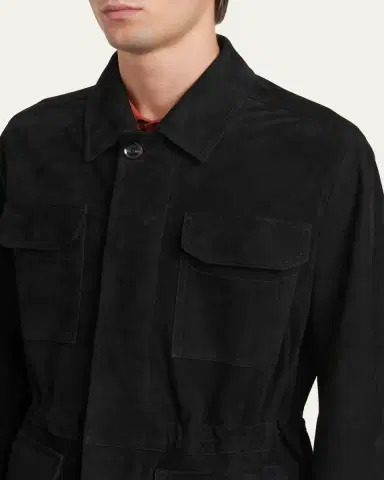 Brioni Men's Suede Field Jacket | Thumbnail 5 Brioni Men's Suede Field Jacket | Thumbnail 5