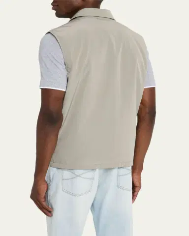Brunello Cucinelli Men's Water Resistant Snap-Front Vest | Thumbnail 3 Brunello Cucinelli Men's Water Resistant Snap-Front Vest | Thumbnail 3