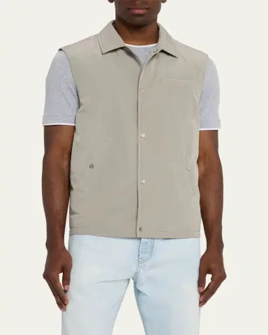 Brunello Cucinelli Men's Water Resistant Snap-Front Vest | Thumbnail 4 Brunello Cucinelli Men's Water Resistant Snap-Front Vest | Thumbnail 4