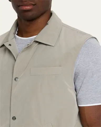 Brunello Cucinelli Men's Water Resistant Snap-Front Vest | Thumbnail 5 Brunello Cucinelli Men's Water Resistant Snap-Front Vest | Thumbnail 5