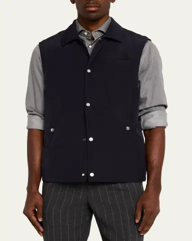 Brunello Cucinelli Men's Water Resistant Snap-Front Vest | Thumbnail 8 Brunello Cucinelli Men's Water Resistant Snap-Front Vest | Thumbnail 8