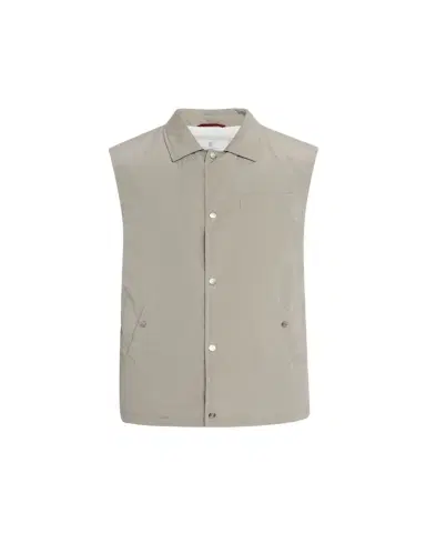 Brunello Cucinelli Men's Water Resistant Snap-Front Vest | Thumbnail 1 Brunello Cucinelli Men's Water Resistant Snap-Front Vest | Thumbnail 1