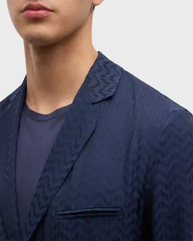 Giorgio Armani Men's Cupro Chevron Blazer | Thumbnail 4 Giorgio Armani Men's Cupro Chevron Blazer | Thumbnail 4