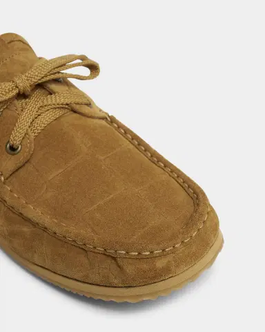 Jacquemus Moc-Toe Croc-Embossed Suede Boat Shoes | Thumbnail 4 Jacquemus Moc-Toe Croc-Embossed Suede Boat Shoes | Thumbnail 4