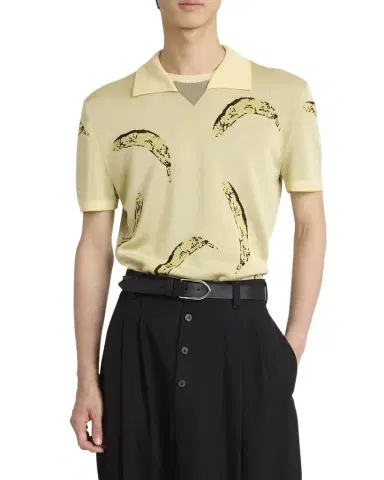 Jacquemus Men's Marino Banana Jacquard Polo Shirt | Thumbnail 1 Jacquemus Men's Marino Banana Jacquard Polo Shirt | Thumbnail 1
