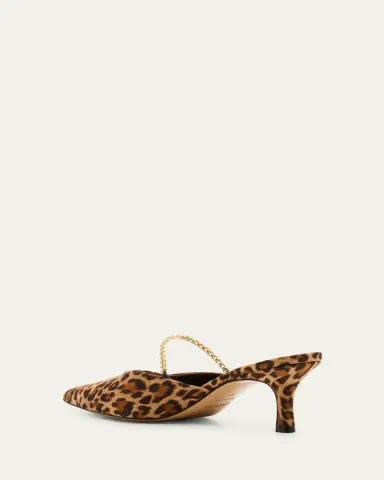 Maria Luca Leopard Chain Kitten Mule Pumps | Thumbnail 2 Maria Luca Leopard Chain Kitten Mule Pumps | Thumbnail 2