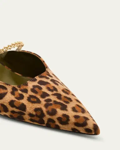 Maria Luca Leopard Chain Kitten Mule Pumps | Thumbnail 3 Maria Luca Leopard Chain Kitten Mule Pumps | Thumbnail 3