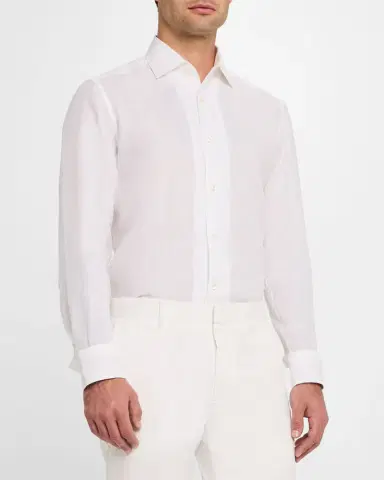 ZEGNA Men 's Oasi Lino Casual Button-Down Shirt | Thumbnail 3 ZEGNA Men 's Oasi Lino Casual Button-Down Shirt | Thumbnail 3