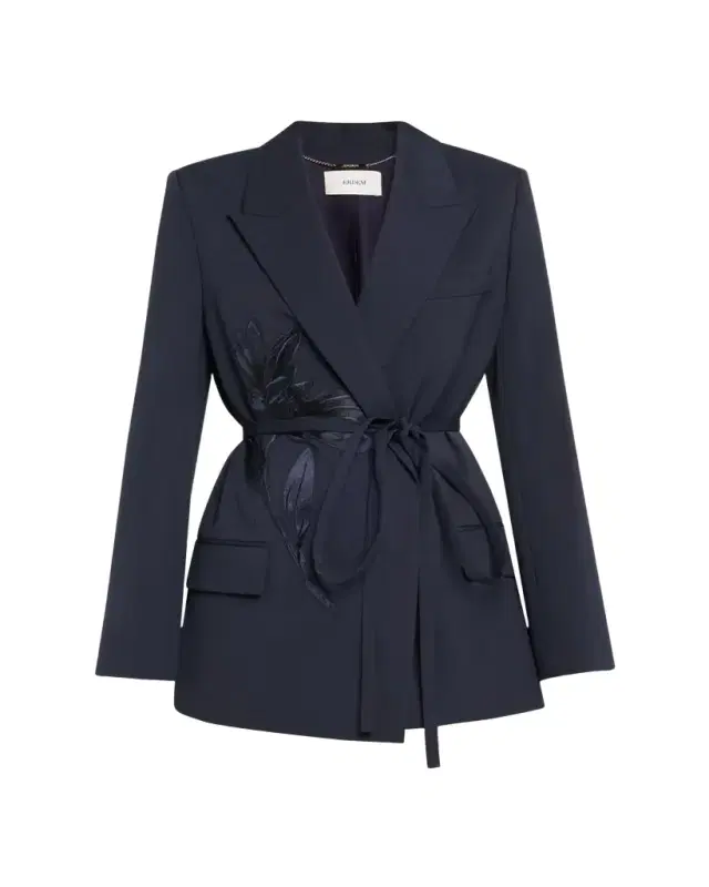 Flower Double-Breasted Belted Wool Blazer Flower Double-Breasted Belted Wool Blazer
