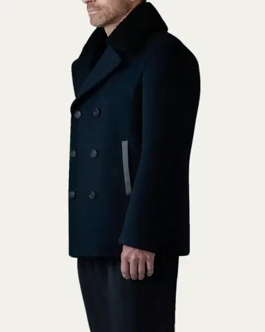 Mackage Men's Cole Wool Peacoat with Shearling Collar | Thumbnail 4 Mackage Men's Cole Wool Peacoat with Shearling Collar | Thumbnail 4