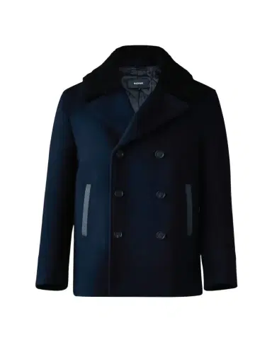 Mackage Men's Cole Wool Peacoat with Shearling Collar | Thumbnail 1 Mackage Men's Cole Wool Peacoat with Shearling Collar | Thumbnail 1