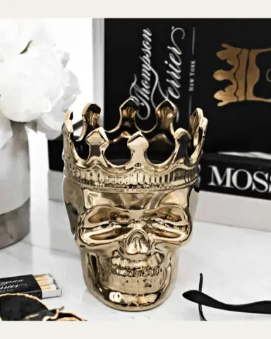 Thompson Ferrier Golden Bonaparte Skull Candle, 23.3 oz. - Wood Charmel Scent | Thumbnail 2 Thompson Ferrier Golden Bonaparte Skull Candle, 23.3 oz. - Wood Charmel Scent | Thumbnail 2