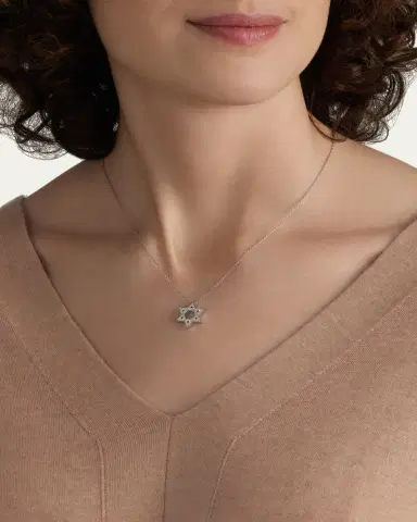 Procaccia Jewelry 18K Gold Large Star of David Pave Diamond Necklace | Thumbnail 2 Procaccia Jewelry 18K Gold Large Star of David Pave Diamond Necklace | Thumbnail 2