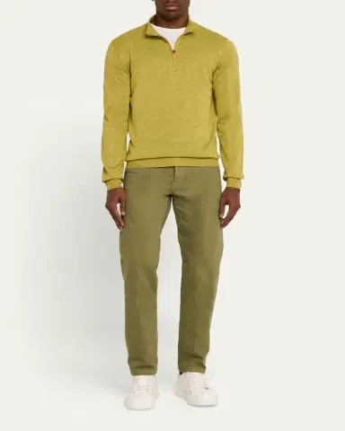 Kiton Men's Cashmere and Linen Half-Zip Sweater | Thumbnail 2 Kiton Men's Cashmere and Linen Half-Zip Sweater | Thumbnail 2