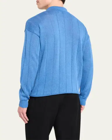 Bergdorf Goodman Men's Cashmere Tonal Stripe Cardigan | Thumbnail 3 Bergdorf Goodman Men's Cashmere Tonal Stripe Cardigan | Thumbnail 3