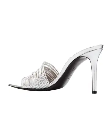 Giuseppe Zanotti Metallic Multi-Strap Stiletto Slide Sandals | Thumbnail 1 Giuseppe Zanotti Metallic Multi-Strap Stiletto Slide Sandals | Thumbnail 1