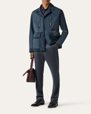 Berluti Men's Scritto-Undercollar Leather Jacket | Thumbnail 2 Berluti Men's Scritto-Undercollar Leather Jacket | Thumbnail 2
