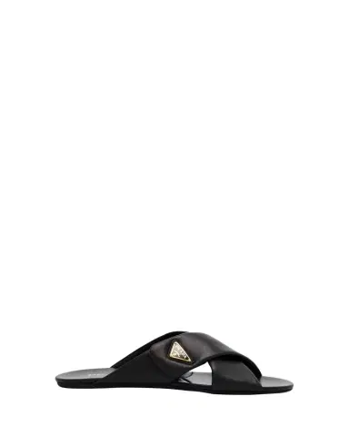 Prada Padded Leather Crisscross Flat Sandals | Thumbnail 1 Prada Padded Leather Crisscross Flat Sandals | Thumbnail 1