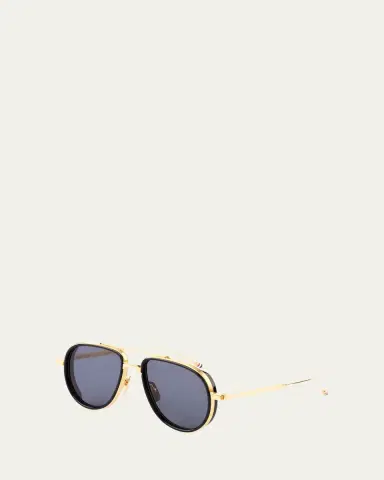 Thom Browne Men's Acetate and Titanium Aviator Sunglasses | Thumbnail 2 Thom Browne Men's Acetate and Titanium Aviator Sunglasses | Thumbnail 2