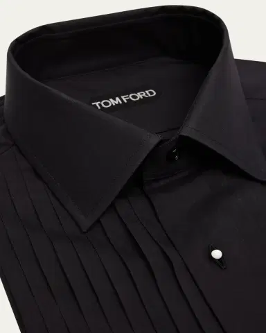 TOM FORD Men's Voile Plisse Pastron Dress Shirt | Thumbnail 2 TOM FORD Men's Voile Plisse Pastron Dress Shirt | Thumbnail 2