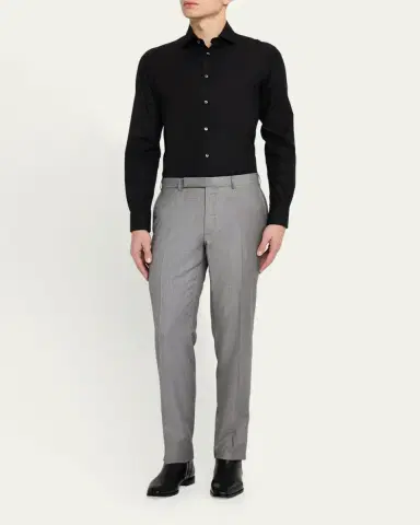 ZEGNA Men's Wool Sharkskin Trousers | Thumbnail 2 ZEGNA Men's Wool Sharkskin Trousers | Thumbnail 2