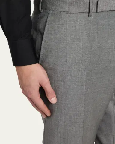 ZEGNA Men's Wool Sharkskin Trousers | Thumbnail 5 ZEGNA Men's Wool Sharkskin Trousers | Thumbnail 5