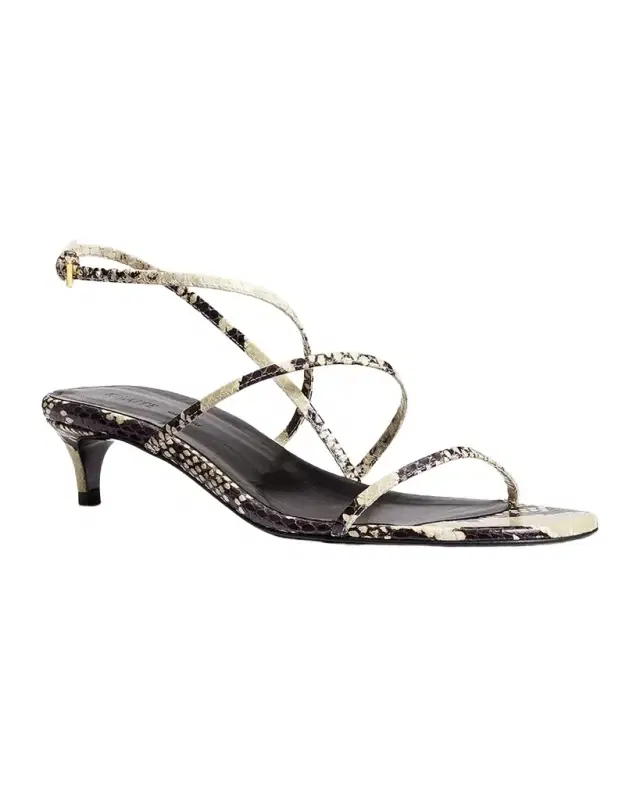 Strappy Python-Embossed Kitten Sandals Strappy Python-Embossed Kitten Sandals