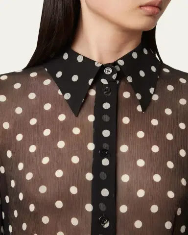 Nina Ricci Chiffon Polka Dot Bell Cuff Blouse | Thumbnail 5 Nina Ricci Chiffon Polka Dot Bell Cuff Blouse | Thumbnail 5