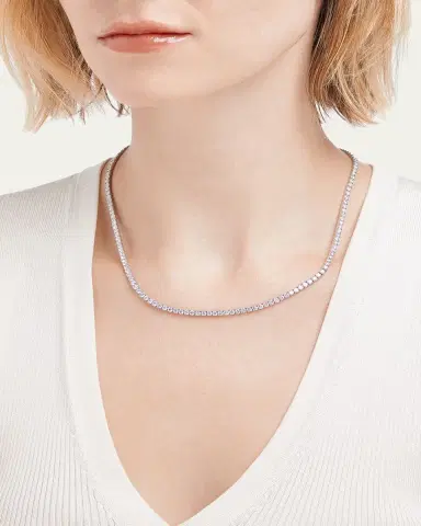 Kendall Row 14K White Gold Medium Round Lab Diamond Tennis Necklace, 16-18"L, 12tcw | Thumbnail 2 Kendall Row 14K White Gold Medium Round Lab Diamond Tennis Necklace, 16-18"L, 12tcw | Thumbnail 2
