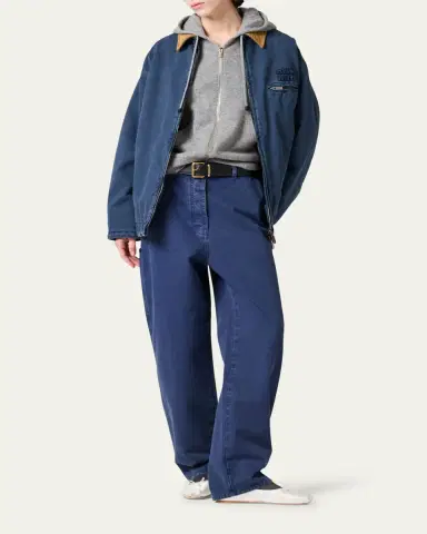 Miu Miu Cotton Trucker Jacket with Corduroy Collar | Thumbnail 3 Miu Miu Cotton Trucker Jacket with Corduroy Collar | Thumbnail 3