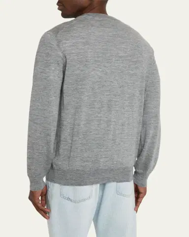 Brunello Cucinelli Men's Cashmere-Blend V-Neck Sweater | Thumbnail 3 Brunello Cucinelli Men's Cashmere-Blend V-Neck Sweater | Thumbnail 3
