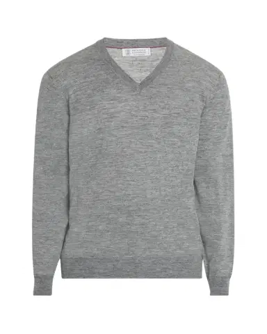 Brunello Cucinelli Men's Cashmere-Blend V-Neck Sweater | Thumbnail 1 Brunello Cucinelli Men's Cashmere-Blend V-Neck Sweater | Thumbnail 1