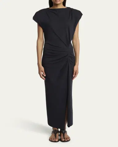 Isabel Marant Nadela Ruched Slit Cotton Maxi Dress | Thumbnail 6 Isabel Marant Nadela Ruched Slit Cotton Maxi Dress | Thumbnail 6